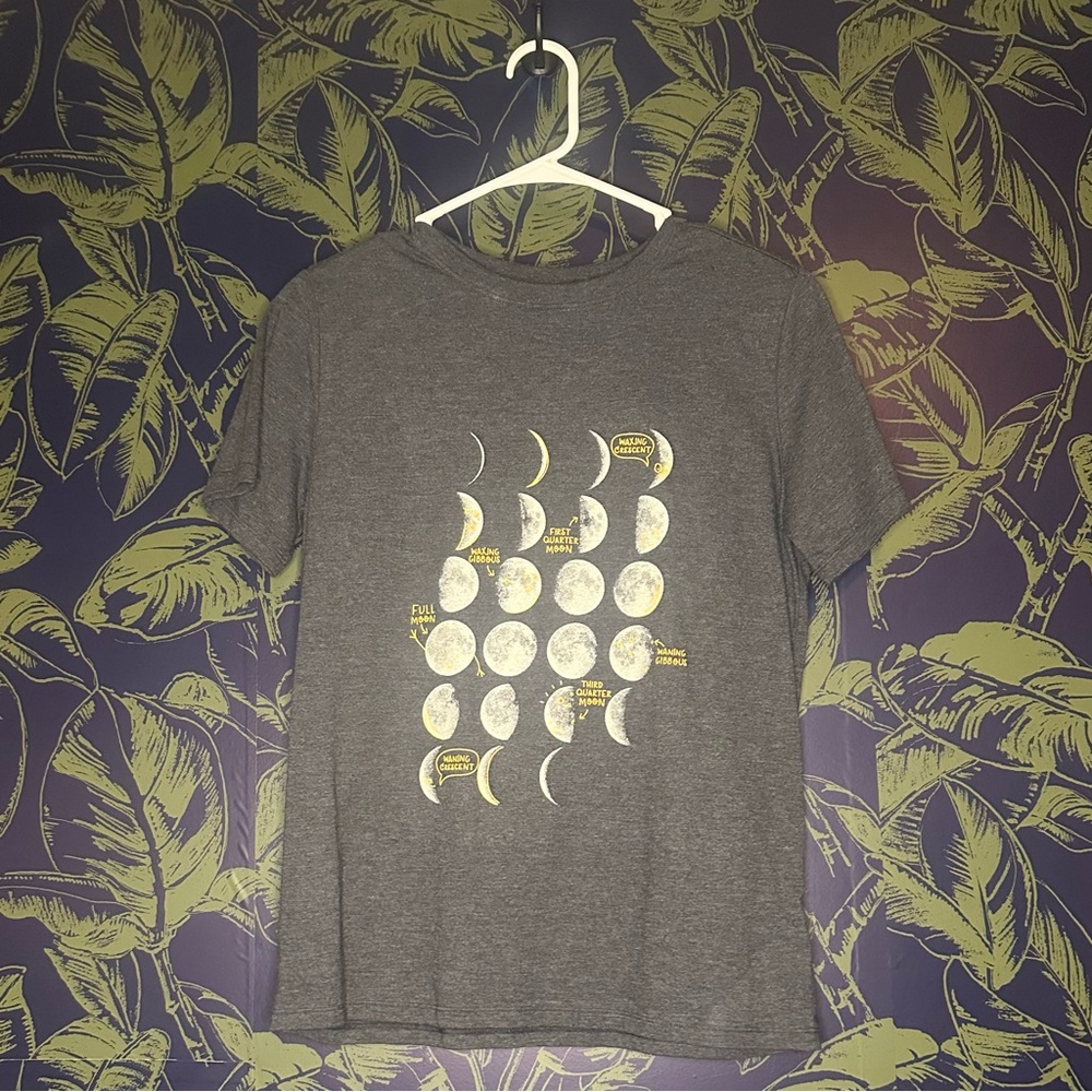 Gray Moon Phase Graphic T-Shirt